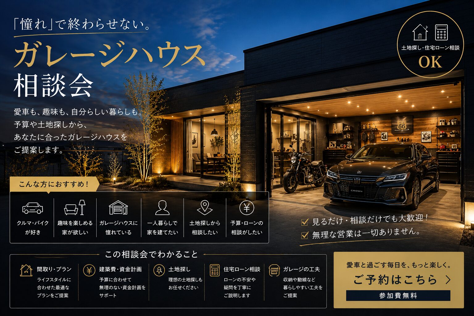 「憧れ」で終わらせない。ガレージハウス相談会